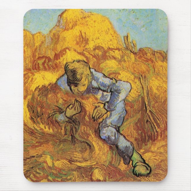 Sheaf Binder (after Millet) by Vincent van Gogh Mouse Pad (Front)