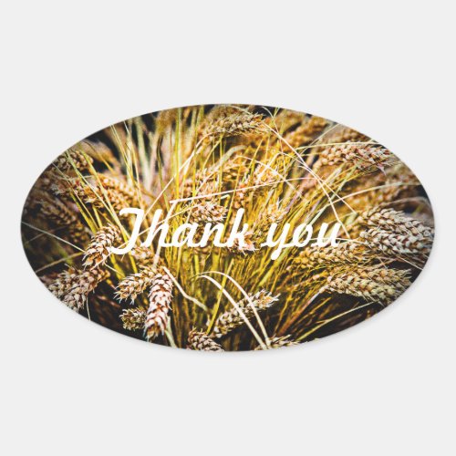Sheaf Of Wheat _ Thank You Oval Sticker