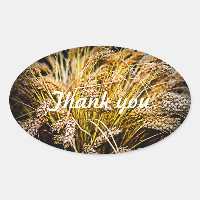 Sheaf Of Wheat - Thank You Oval Sticker (Front)