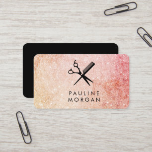 Shear and Comb Elegant Glitter Hairstylist Business Card