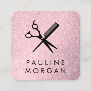 Shear and Comb Elegant Lux Glitter Square Business Card