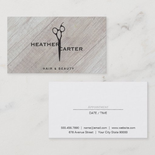 Shear Modern Wood Stylist Appointment Card Zazzle