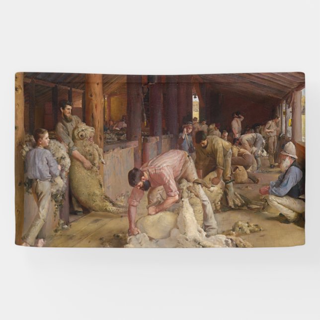 Shearing the Rams (Australian Art) (Tom Roberts) Banner (Horizontal)