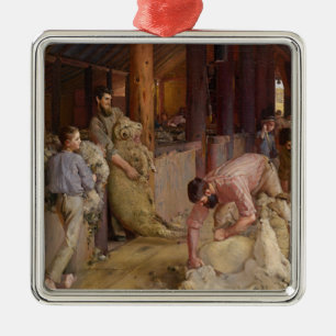 Shearing the Rams (Australian Art) (Tom Roberts) Metal Ornament