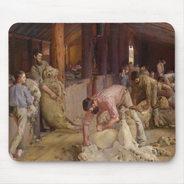 Shearing the Rams (Australian Art) (Tom Roberts) Mouse Pad (Front)