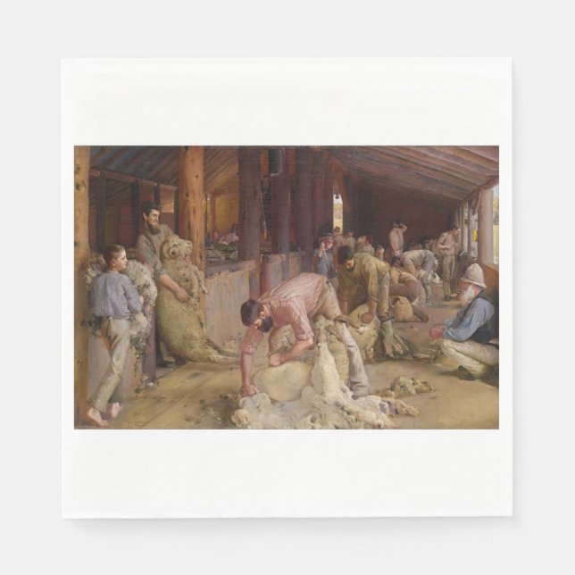 Shearing the Rams (Australian Art) (Tom Roberts) Napkins (Front)