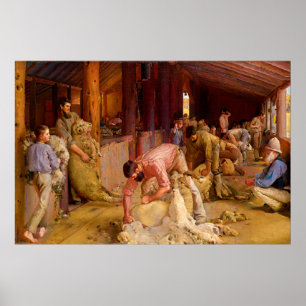Shearing the Rams by Tom Roberts (1890) Poster