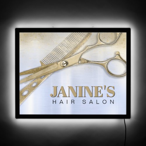 Shears and Comb Hair Salon BlueGold ID814  LED Sign