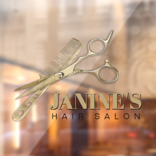 Shears and Comb Hair Salon Gold ID814  Window Cling