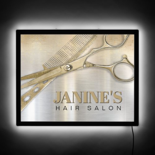 Shears and Comb Hair Salon SilverGold ID814  LED Sign