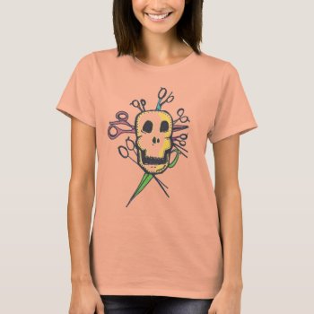 Shears And Skull Hairstylist Shirt by DoodleLab at Zazzle