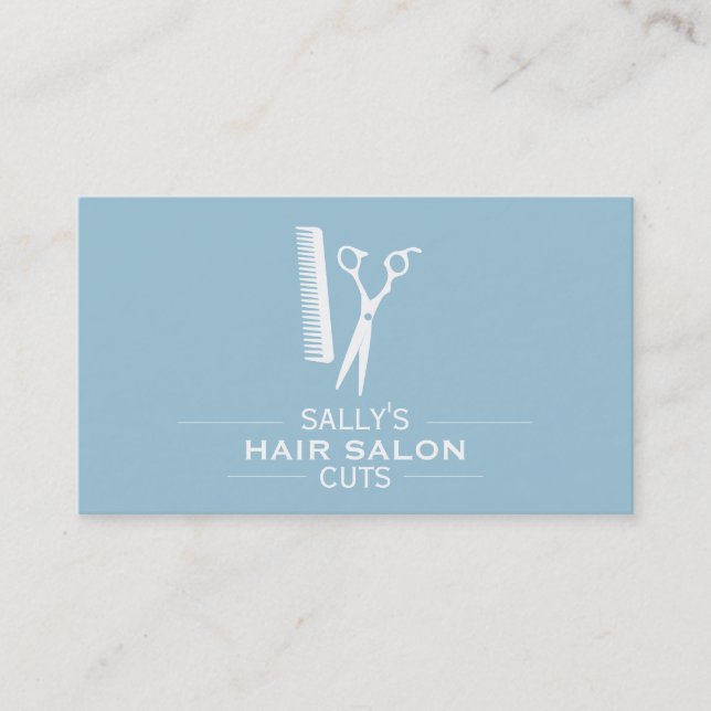 Shears & Comb with Dividers (light brown sky blue) Business Card (Front)