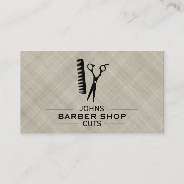 Shears & Comb with Dividers (textured fabric) Business Card (Front)