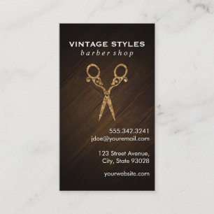 Shears   Ornate / Gold   Wooden Business Card