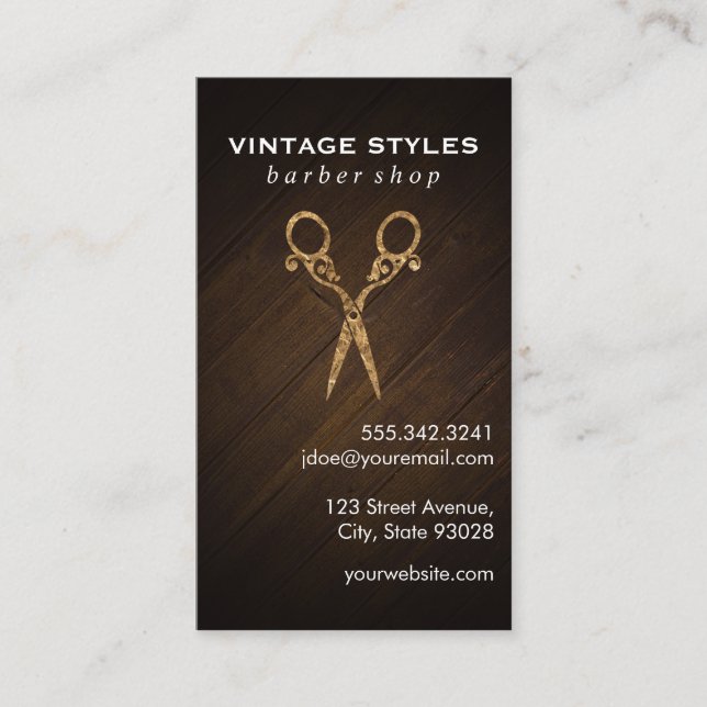 Shears | Ornate / Gold | Wooden Business Card (Front)