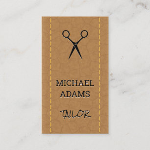 Shears Tailoring Stitched Leather Business Card