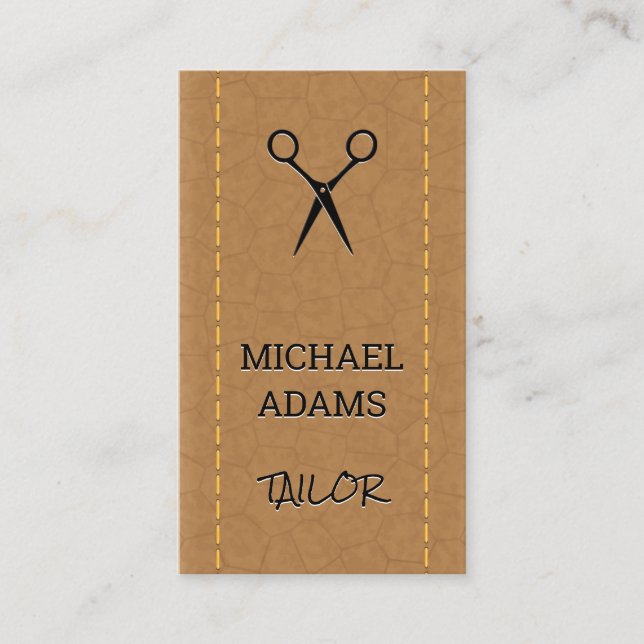 Shears | Tailoring | Stitched Leather Business Card (Front)