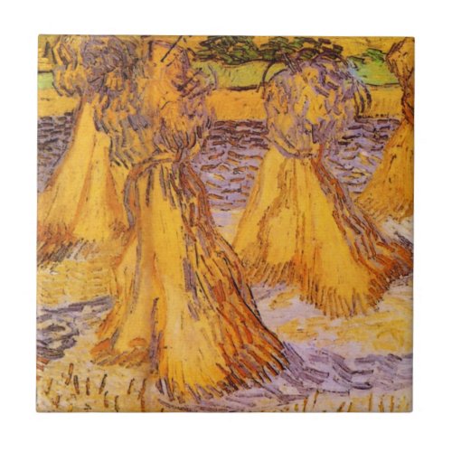 Sheaves of Wheat by Vincent van Gogh Ceramic Tile