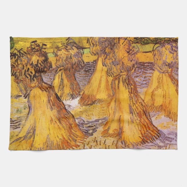 Sheaves of Wheat by Vincent van Gogh Kitchen Towel (Horizontal)