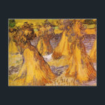 Sheaves of Wheat by Vincent van Gogh Postcard<br><div class="desc">Sheaves of Wheat by Vincent van Gogh is a vintage fine art post impressionism landscape nature painting. A farming scene with a field of wheat stacks on a farm during the harvest in the autumn season. About the artist: Vincent Willem van Gogh (1853 -1890) was one of the most famous...</div>
