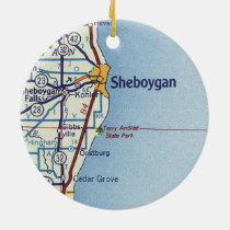 Sheboygan WI Vintage Map Ceramic Ornament