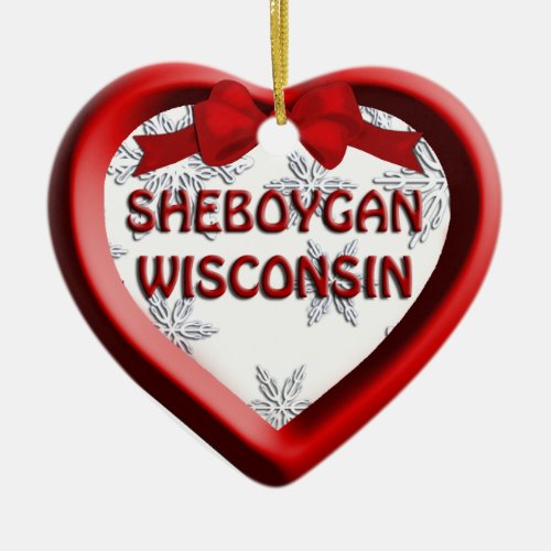 Sheboygan Wisconsin Heart Christmas Ornament