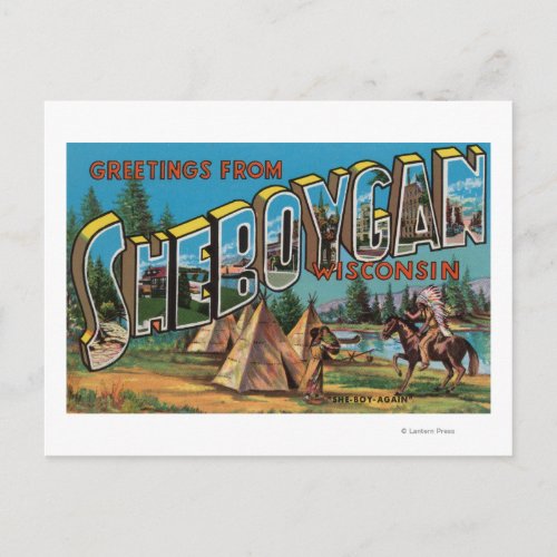 Sheboygan Wisconsin Indians  2 Postcard