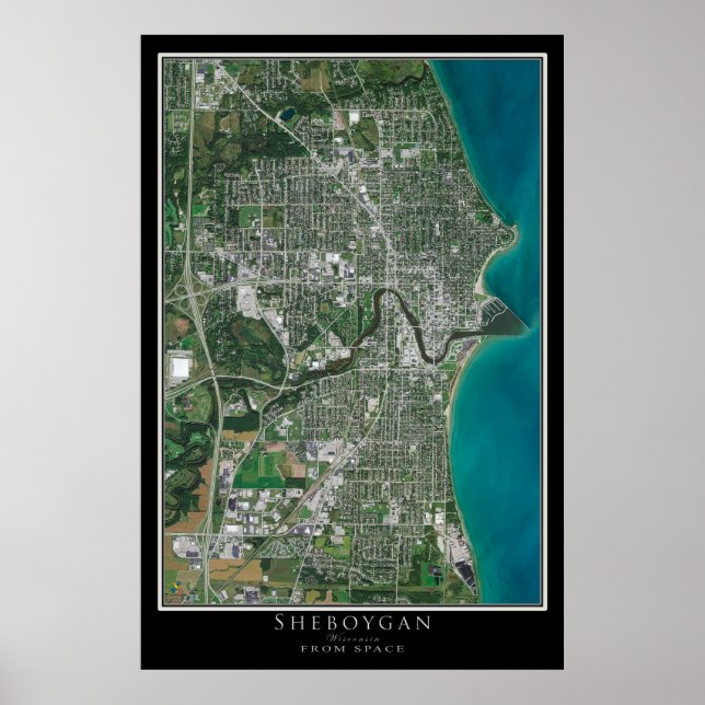 Sheboygan Wisconsin Satellite Poster Map (Front)