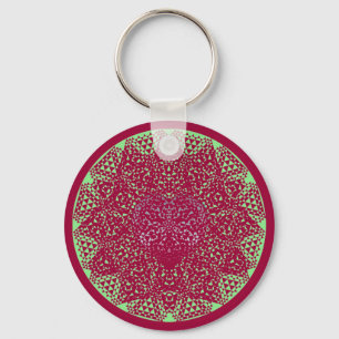 SHECKSHE.COM SheckShe* Heart Blue on Green n Red Keychain