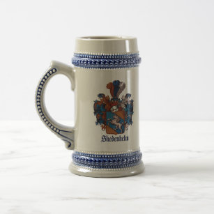 Custom Family Crest Glass Stein 26oz, Engraved Coat of Arms Large Beer Mug  — Lyoncraft Engraving