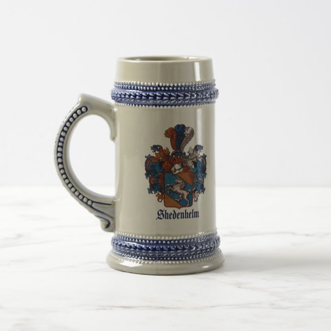 Shedenhelm Family Crest (With "Shedenhelm") STEIN (Left)