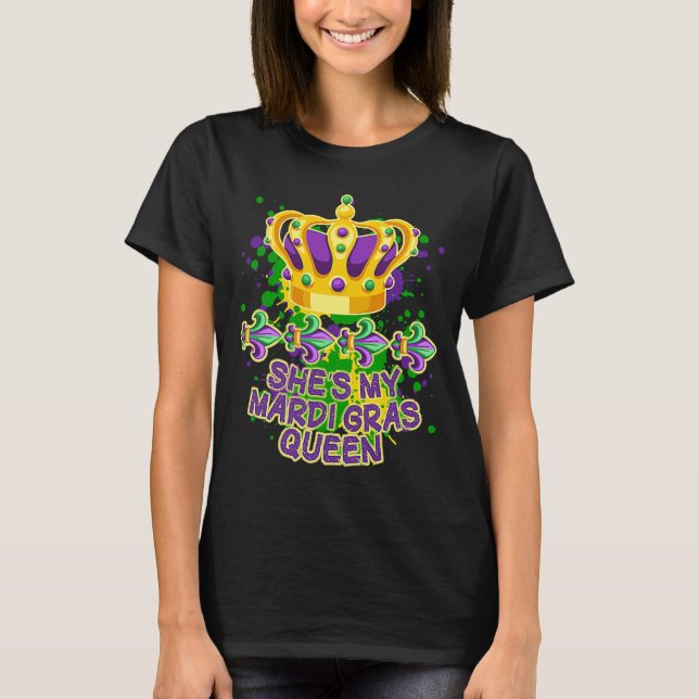 She'e My Mardi Gras Queen Paint Splatter Couples M T-Shirt (Front)