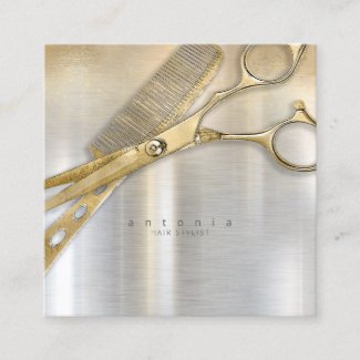 Sheen and Shears Hair Stylist Gold/Silver Sq ID814