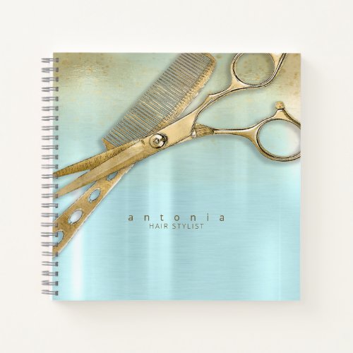 Sheen and Shears Hair Stylist GoldTeal ID814 Notebook