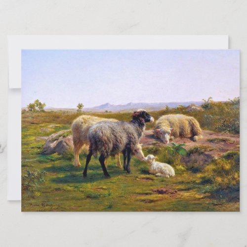 Sheep and a Lamb in Nature by Rosa Bonheur Card