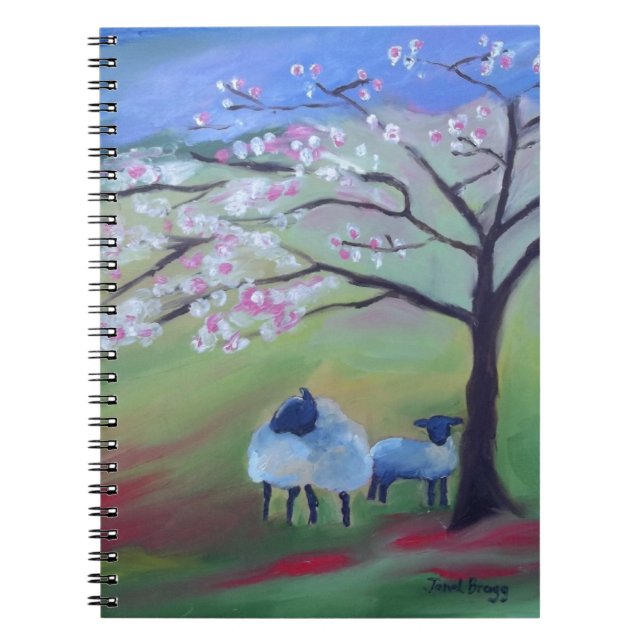 Sheep and Cherry Tree Notebook (Front)