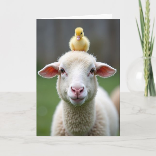 Sheep And Chick Friendship Card (Front)