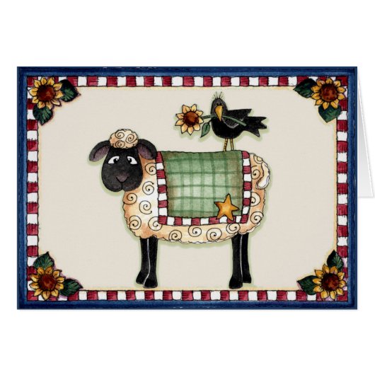 Sheep and Crow - Blank Card (Front Horizontal)