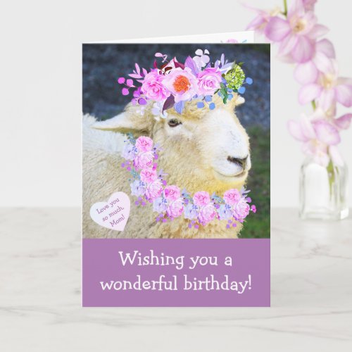 Sheep And Flowers Birthday For Mom Card