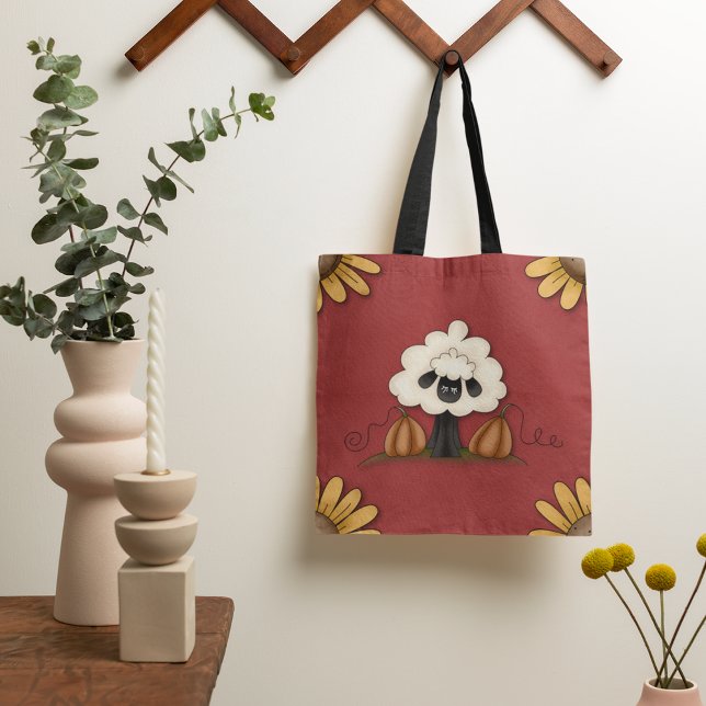 Sheep And Flowers Tote Bag (Creator Uploaded)