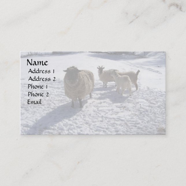 Sheep and Goats in April Snow Business Card (Front)