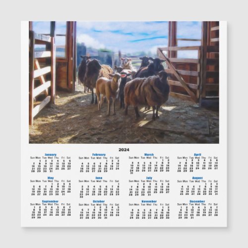 Sheep and Goats in the Barn 2024 Calendar Card