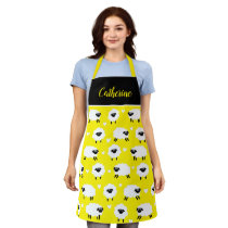 Sheep and Hearts with Name - Yellow Apron