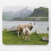 Sheep and Lamb by a Lake Mouse Pad