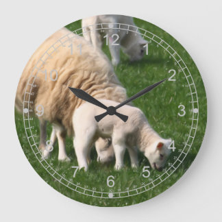Sheep and lambs large clock