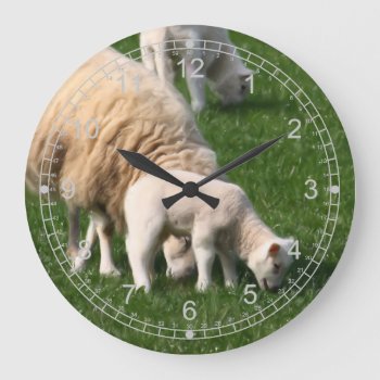 Sheep And Lambs Large Clock by Welshpixels at Zazzle