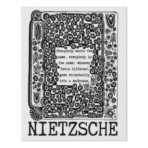 sheep and MADHOUSE philosophy quote by Nietzsche Faux Canvas Print