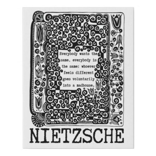 sheep and MADHOUSE philosophy quote by Nietzsche Faux Canvas Print