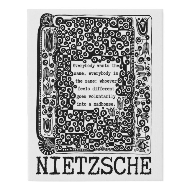 sheep and MADHOUSE philosophy quote by Nietzsche Faux Canvas Print (Front)