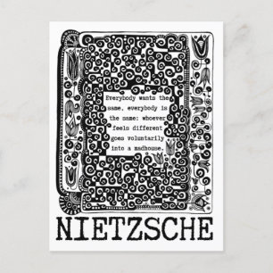 sheep and MADHOUSE philosophy quote by Nietzsche Postcard